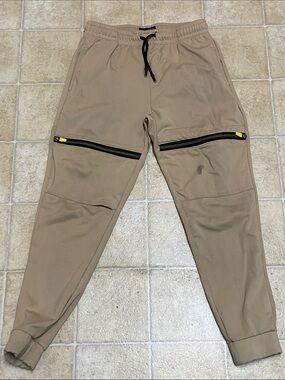 Public Record Kind’s Tan Cargo Jogger T Pants with Black Zip Accents Size (10-12